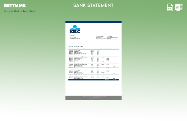 модерен стил Белгија KBC извод на банкарски збор verion шаблон